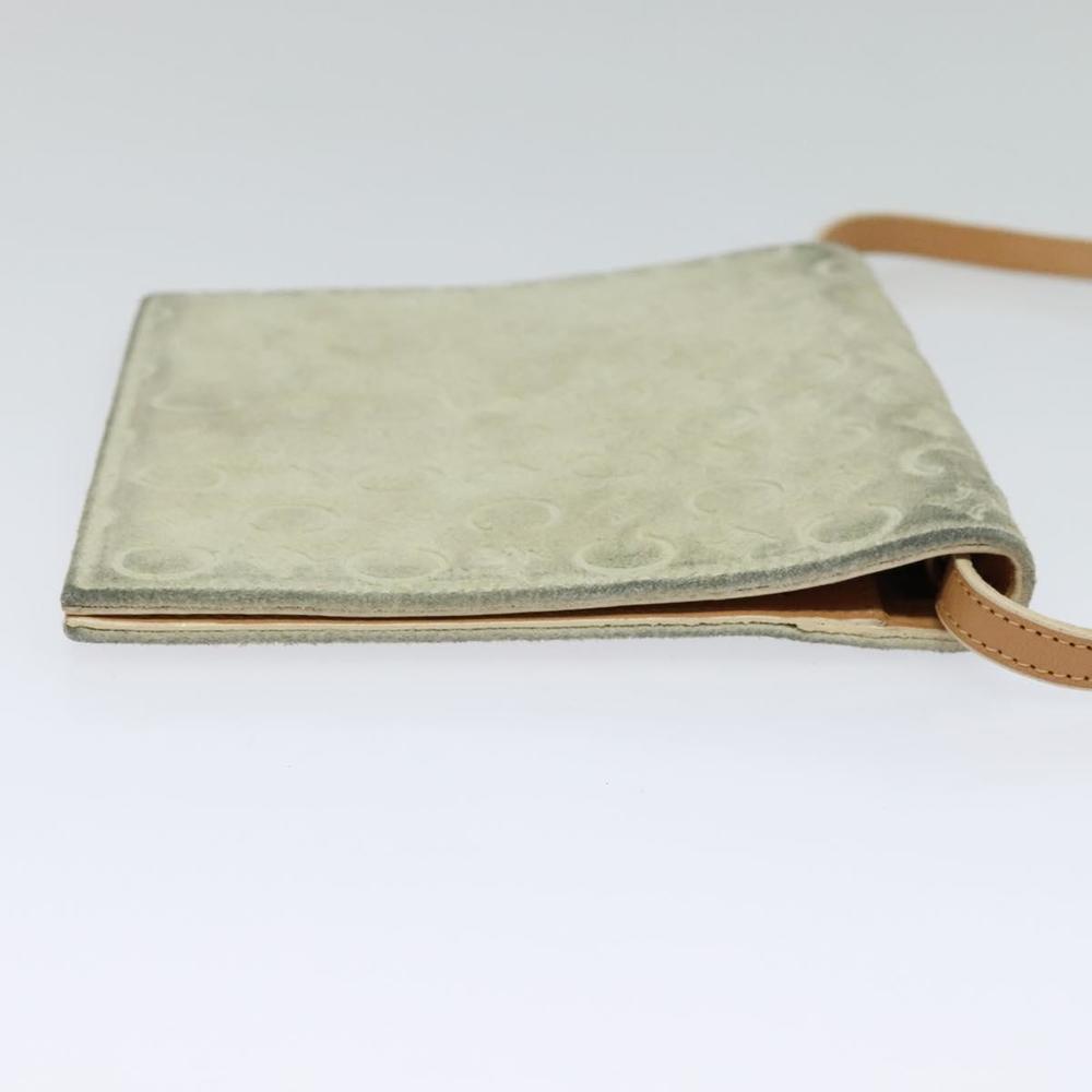 CELINE C Macadam Canvas Shoulder Wallet Suede White Auth 112493 - Picture 4 of 16